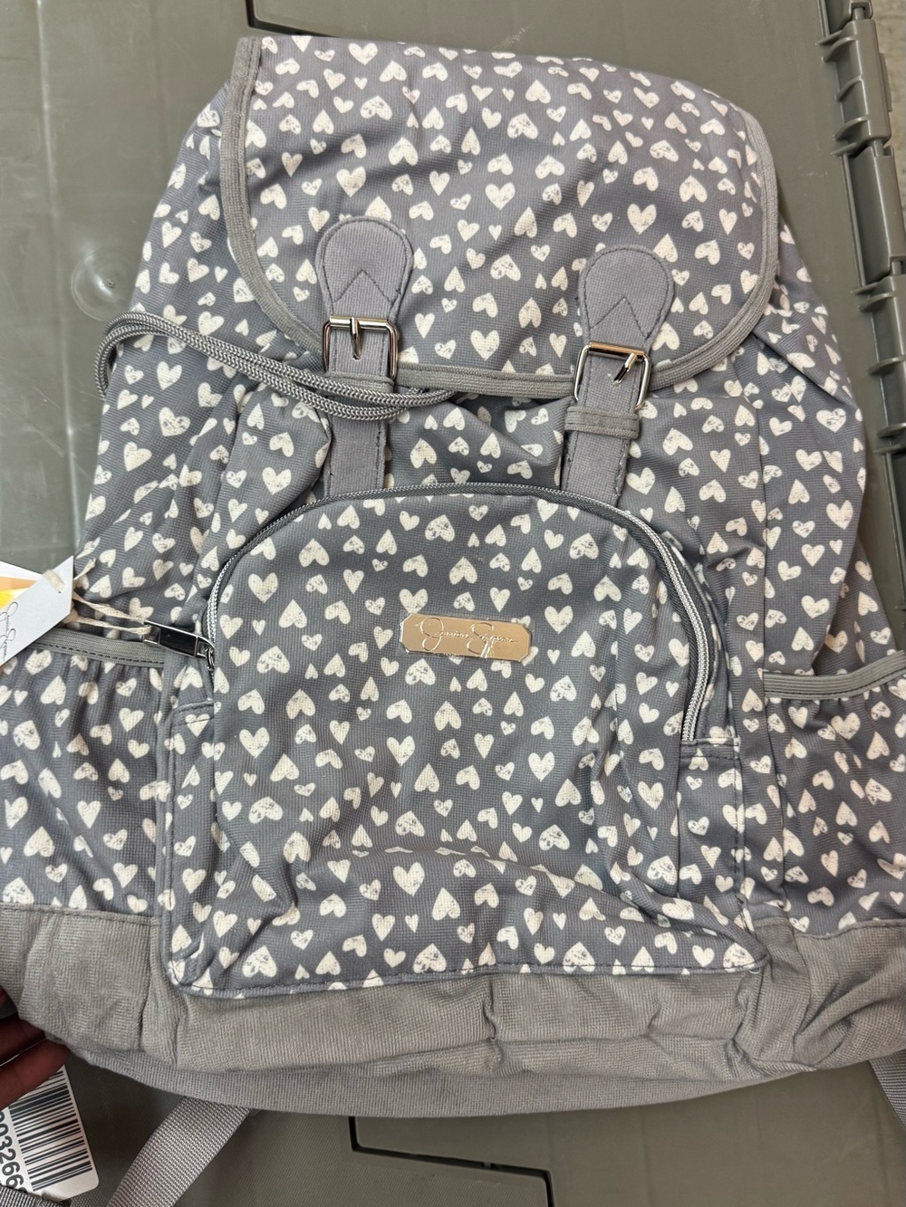Gray Heart-Print Women's Backpack - Casual Everyday Bag